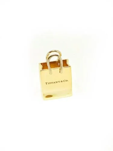 Tiffany Co. Shopping Bag 18K Two Tone Gold Charm 5.8g DeWitt s Diamond Gold Exchange